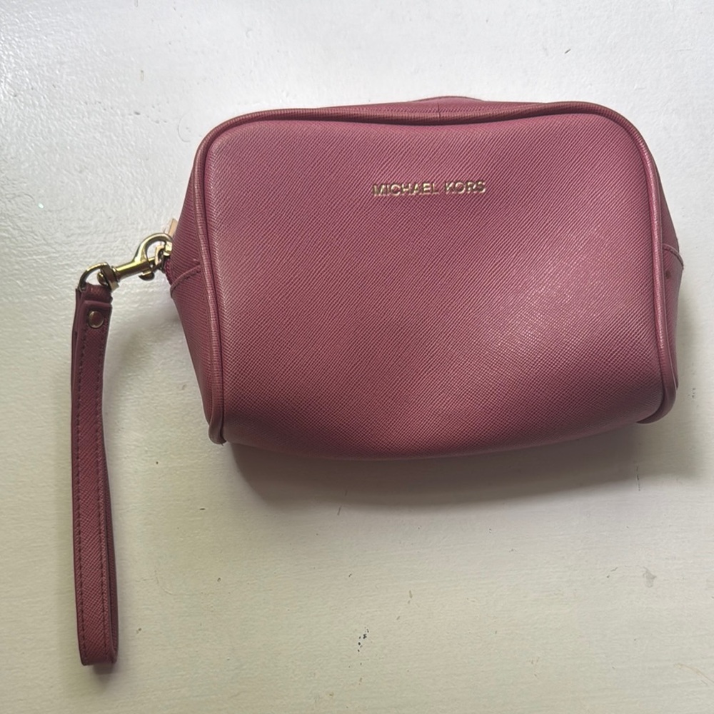 Michael Kors Pink Leather Wristlet Clutch